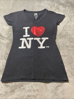I Love NY New York Black V-Neck Graphic T-Shirt